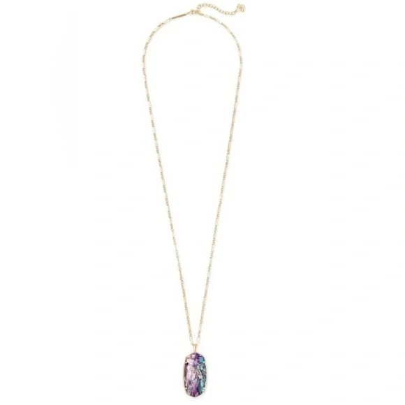 Kendra Scott Elle Drop Earrings, Reid Long Pendant | Lilac Abalone Set | Retired - Picture 5 of 10